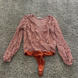 Abercrombie & Fitch Rust and White Patterned Bodysuit